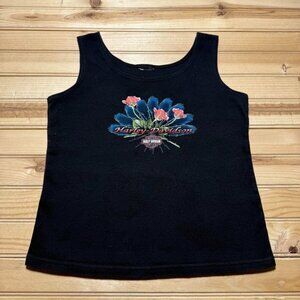 Vintage 2005 Harley Davidson Denali Wasilla Alaska Floral Edgy Tank Top - Medium